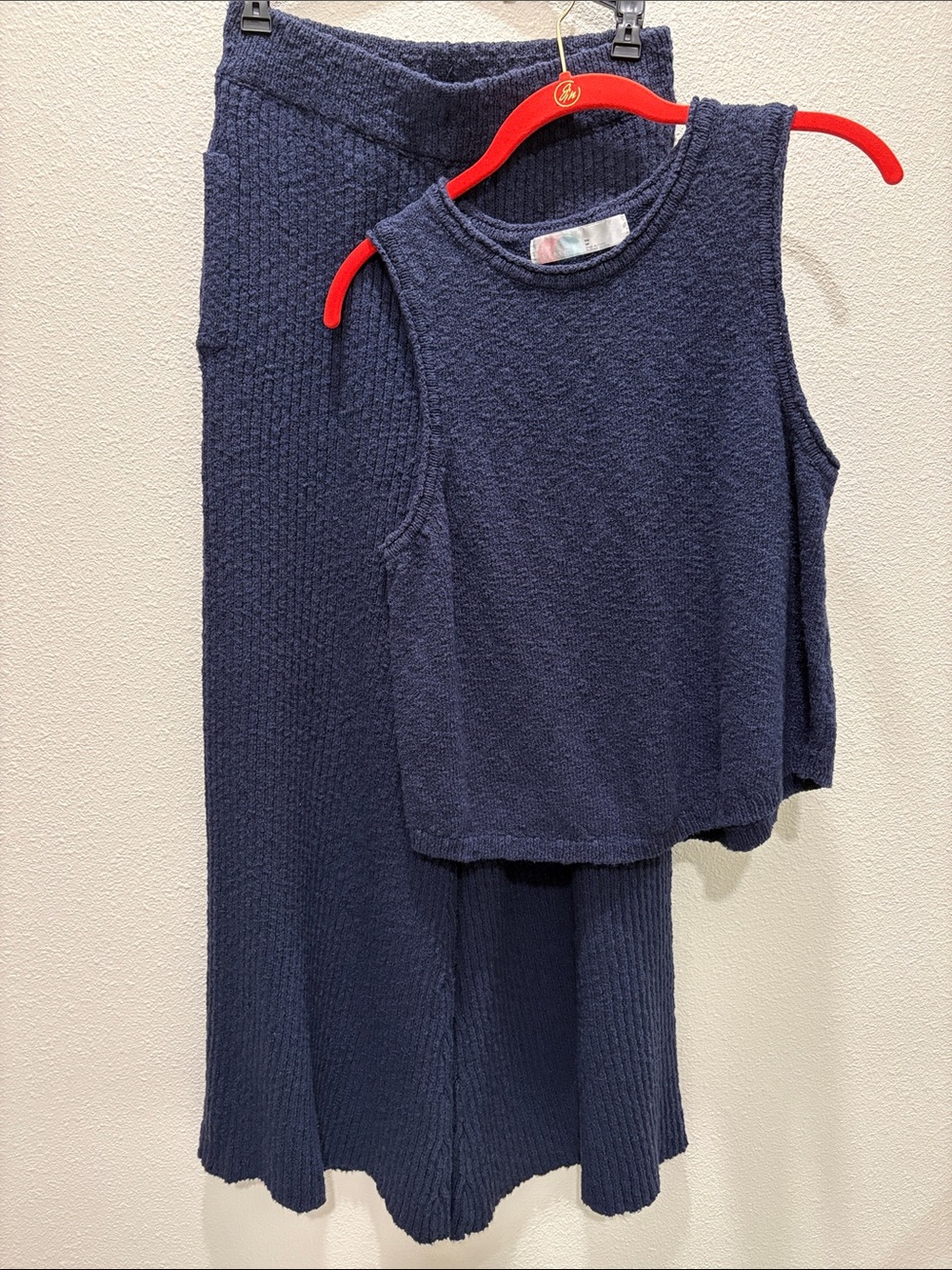 Free People Adelaide Sweater Set in navy.  Tank Top and Wide Leg pants size XS